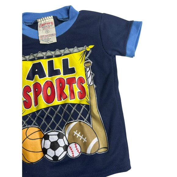 VTG Y2K Carters All Sports Ball Shirt | Toddler Boy 10"x11" Ringer Tee 12 Months - Picture 4 of 6